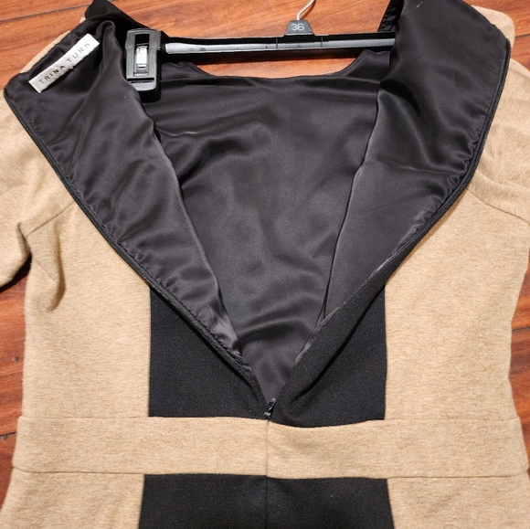 Trina Turk Elegant Black and Tan Colorblock Dress - Picture 6 of 10